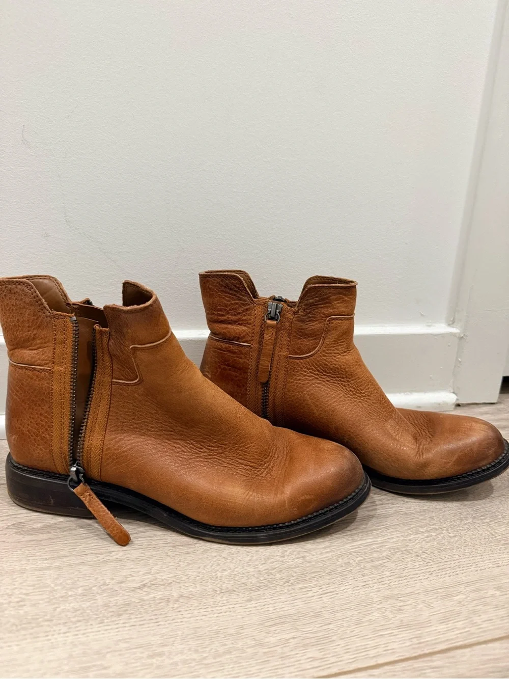 Women’s Franco Sarto Cognac Leather Ankle Boots